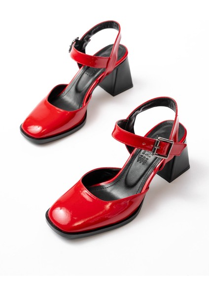 Kadın AYAKKABIİNF-40450 Beyaz Rugan Günlük Arkası Açık Topuklu Bayan Ayakkabı indirimleri