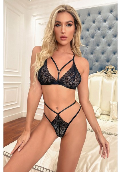 Kadın Siyah Özel Tasarım Dantelli Sütyen Külot Takımı fiyatları