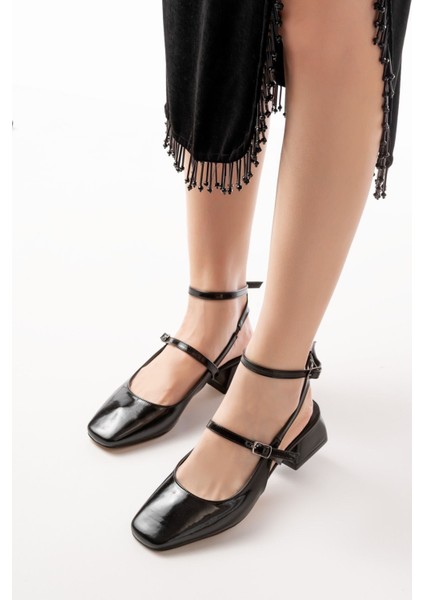 Kadın AYAKKABIST-003 Siyah Rugan Günlük 4 cm Topuklu Bayan Ayakkabı