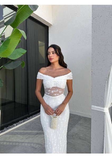 Göğüs Düğümlü Astarlı Dantel Elbise fiyatları