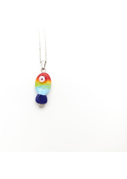 Gökkuşağı Balık Kolye Murano Cam El Yapımı