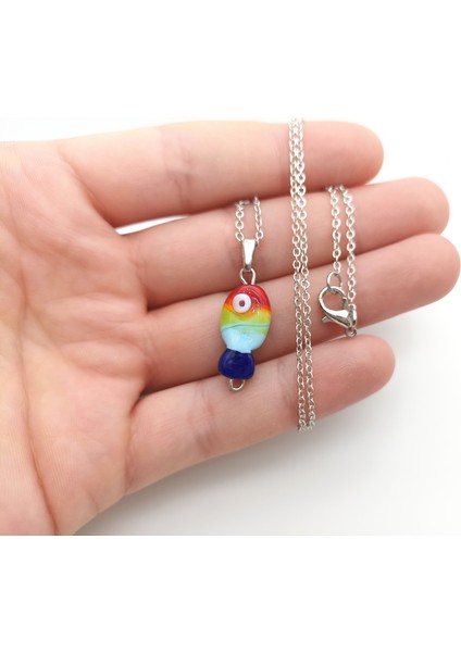 Gökkuşağı Balık Kolye Murano Cam El Yapımı fiyatları