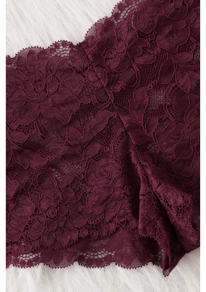 Kadın Bordo Dantelli & Kurdelalı Sütyen Külot Takımı indirimleri