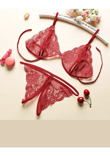Kadın Bordo Dantelli Sütyen Külot Takımı