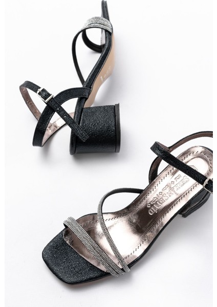 Kadın Ayakkabı S-900 Siyah Bantlı Taşlı Kalın Şeffaf Topuklu Kadın Ayakkabı fırsatları