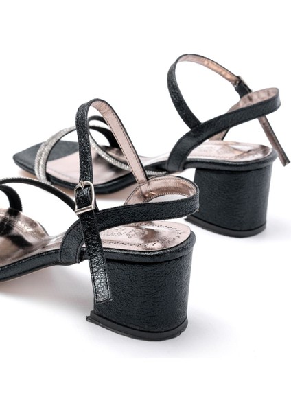 Kadın Ayakkabı S-900 Siyah Bantlı Taşlı Kalın Şeffaf Topuklu Kadın Ayakkabı indirimleri