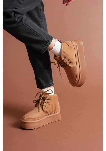 Süet Içi Yünlü Bağcıklı Kalın Taban Kadın Bot fiyatları