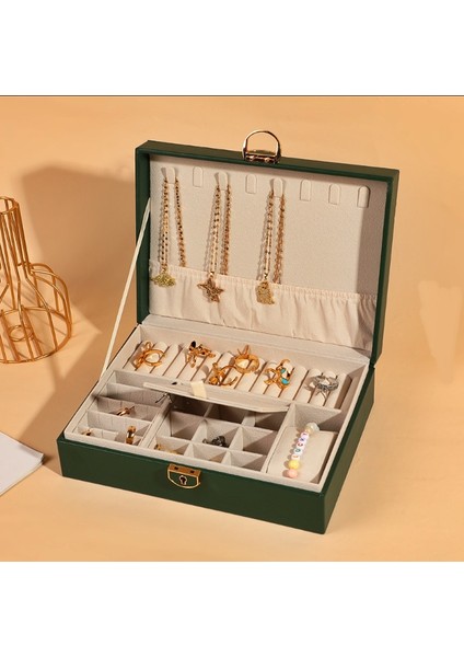 Özel Kilitli Takı Kutuları Tek Katmanlı Suni Deri Görünümlü Mücevher KUTUSU_M.K-10_