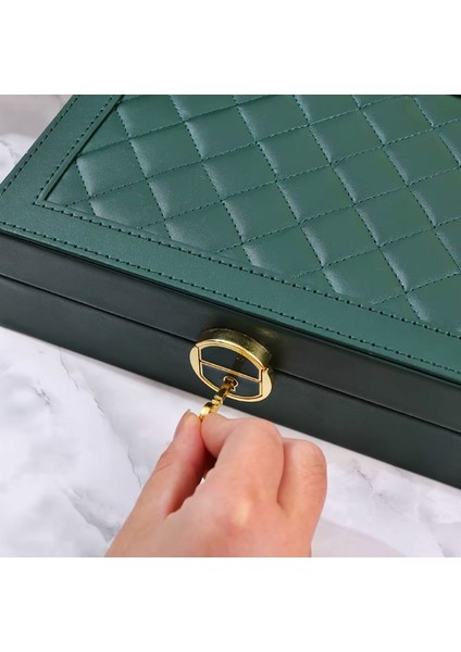 Özel Kilitli Takı Kutuları Tek Katmanlı Suni Deri Görünümlü Mücevher KUTUSU_M.K-10_ modelleri