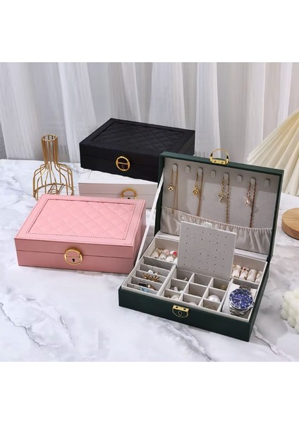 Özel Kilitli Takı Kutuları Tek Katmanlı Suni Deri Görünümlü Mücevher KUTUSU_M.K-10_ fırsatları