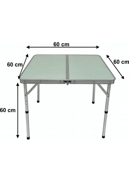 Export, Katlanabilir Kamp Masası, Alüminyum, 60X60 Ölçü, Piknik Masası, Açık Yeşil fiyatları