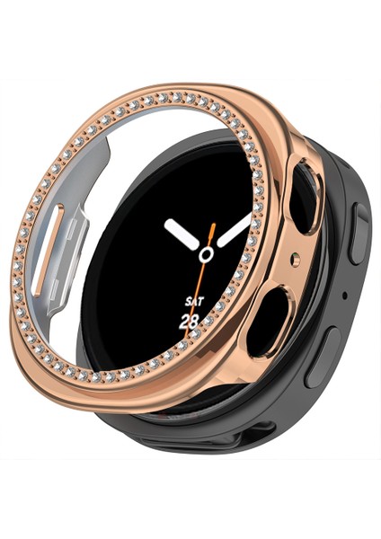 Samsung Galaxy Watch 8 40MM Ile Uyumlu Zarif Kristal Taşlı Kasa Koruyucu Kılıf