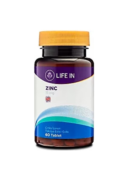 In Zinc Tablet – Bağışıklık Sistemi ve Cilt Desteği, 60 Tablet