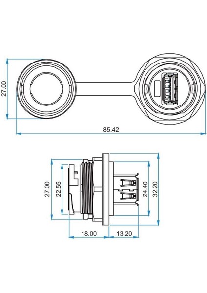 YU-USB3-JSX-01-001 Su Geçirmez USB Konnektör - Dişi fırsatları