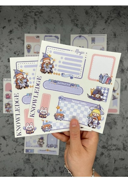 Seven Magic 12 Yaprak 82 Adet Mavi Post-It ve Sticker Seti / Yapışkanlı Kağıt / Post-It / Çıkartma / Etiket modelleri