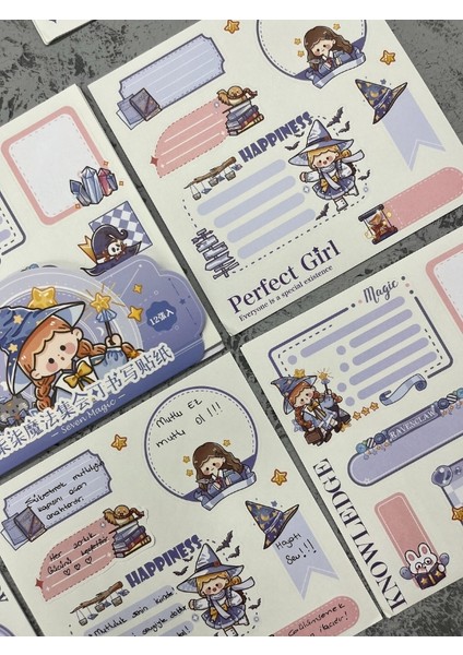 Seven Magic 12 Yaprak 82 Adet Mavi Post-It ve Sticker Seti / Yapışkanlı Kağıt / Post-It / Çıkartma / Etiket fırsatları