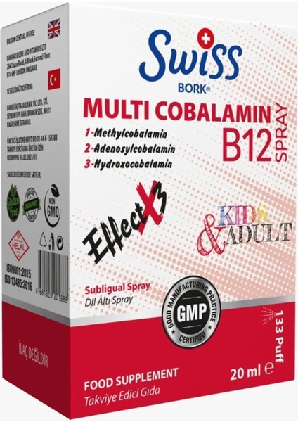 Bork Multi Cobalamin B12 Sprey 20 ml – Hızlı Emilim, 3 Aktif B12 Formu ile Enerji ve Kan Desteği fiyatları
