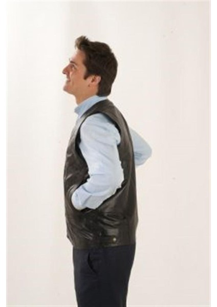 Hakiki Deri Siyah Kevin Fermuarlı Erkek Deri Yelek fiyatları