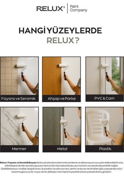 Fayans Boyası – Astarsız ve Vernik Gerektirmez, Parlak, Kimyasal Dayanıklı, Mermer, Ahşap, Metal modelleri