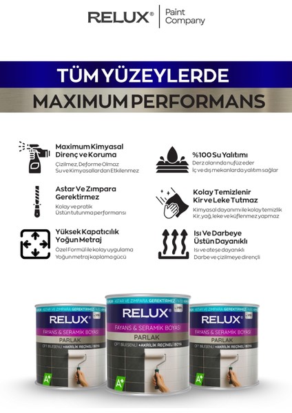 Fayans Boyası – Astarsız ve Vernik Gerektirmez, Parlak, Kimyasal Dayanıklı, Mermer, Ahşap, Metal fırsatları