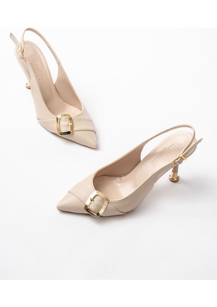 Kadın AYAKKABIİNF-1151 Bej Günlük Arkası Açık Topuklu Bayan Ayakkabı