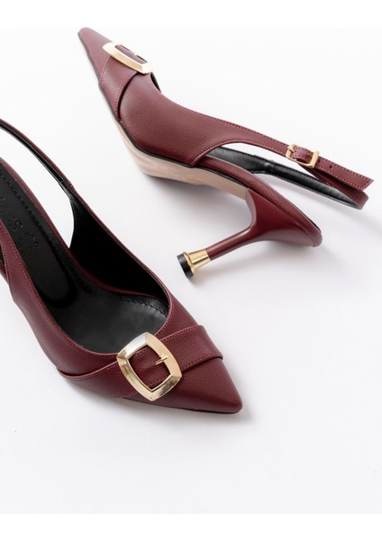 Kadın AYAKKABIİNF-1151 Bordo Günlük Arkası Açık Topuklu Bayan Ayakkabı fırsatları