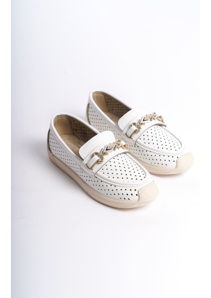 Lıly Bağcıksız Ortopedik Rahat Taban Kalp Desenli Kadın Babet Ayakkabı Ckt - Beyaz fırsatları