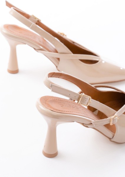 Kadın AYAKKABI4962 Bej Sivri Burun Tokalı Yuvarlak Topuk Kadın Sandalet indirimleri