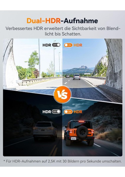 X3 2.5k 60FPS Araç Kamerası, Dual Dash Cam, Gps, Adas, 64GB Kart Dahil