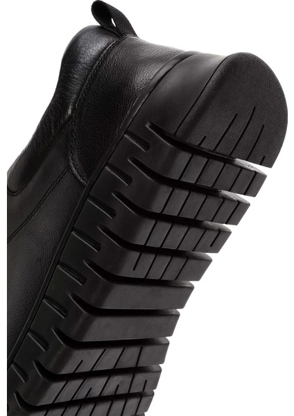 Erkek Siyah Bağcıklı Deri Casual Sneaker 25WFD692718