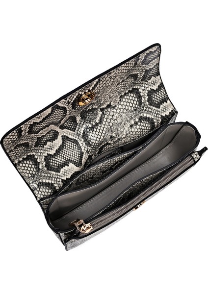 Kadın Gri Uzun Askılı Desenli Çapraz Çanta 25ABD243526