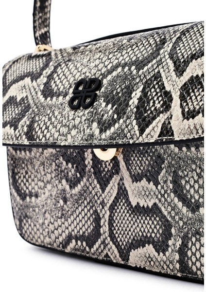 Kadın Gri Uzun Askılı Desenli Çapraz Çanta 25ABD243526