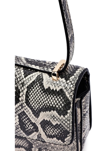 Kadın Gri Uzun Askılı Desenli Çapraz Çanta 25ABD243526