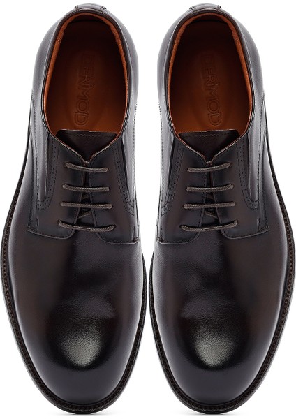 Erkek Kahverengi Bağcıklı Deri Klasik Ayakkabı 25WFD691218