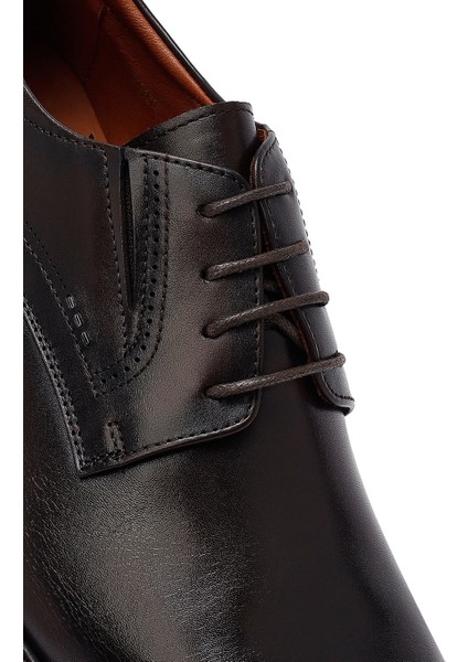 Erkek Kahverengi Bağcıklı Deri Klasik Ayakkabı 25WFD691218