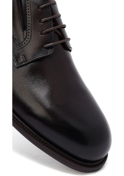 Erkek Kahverengi Bağcıklı Deri Klasik Ayakkabı 25WFD691218