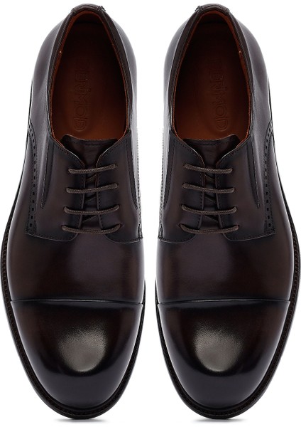 Erkek Kahverengi Bağcıklı Deri Klasik Ayakkabı 25WFD691118