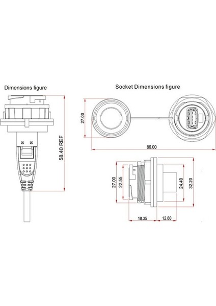 YU-USB2-FS-MP-1M-001A Su Geçirmez Dişi-Erkek USB Konnektör - 1m Kablo fiyatları