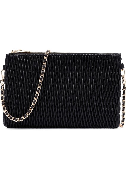 Kadın Siyah Uzun Zincir Askılı Baskılı Portföy Çanta 25ABD243118