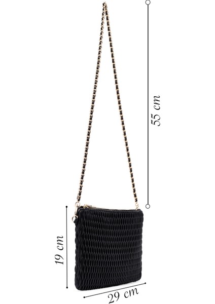 Kadın Siyah Uzun Zincir Askılı Baskılı Portföy Çanta 25ABD243118 fiyatları