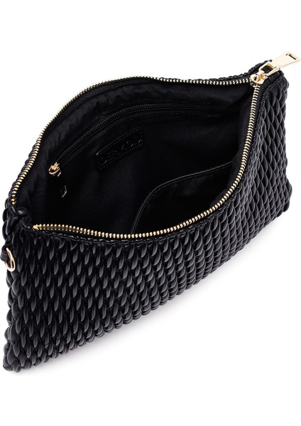 Kadın Siyah Uzun Zincir Askılı Baskılı Portföy Çanta 25ABD243118