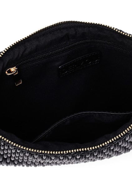 Kadın Siyah Uzun Zincir Askılı Baskılı Portföy Çanta 25ABD243118