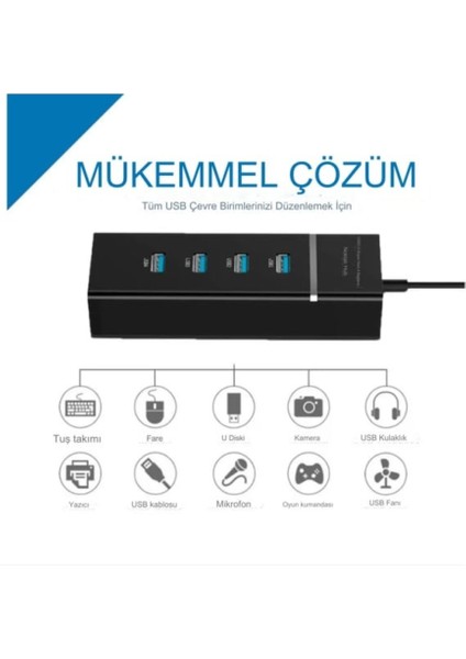 4 Port USB 3.0 Hub Bilgisayar Çoklayıcı Tüm Cihazlara Uyumlu fırsatları