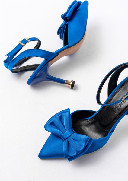 Kadın AYAKKABIİNF-4505 Pembe Saten Günlük Arkası Açık Kurdele Detaylı Topuklu Bayan Ayakkabı fırsatları