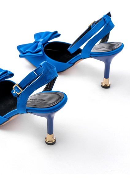 Kadın AYAKKABIİNF-4505 Pembe Saten Günlük Arkası Açık Kurdele Detaylı Topuklu Bayan Ayakkabı indirimleri