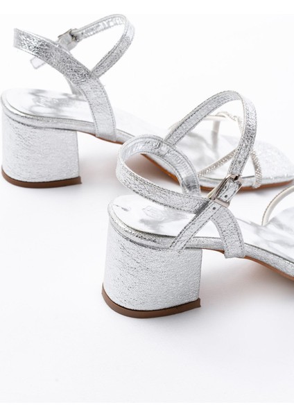 Kadın AYAKKABIK-888 Kadın Gümüş Ince Sarmal Bantlı Topuklu Ayakkabı indirimleri