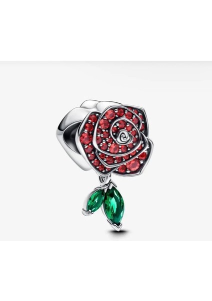 Poseidons Jewellery Açan Işıltılı Gül 925 Ayar Charm