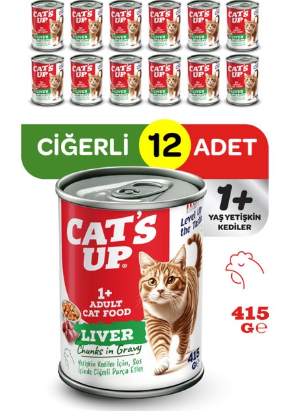 Cats Up Yaş Yetişkin Kedi Maması Ciğerli 415GR 12LI