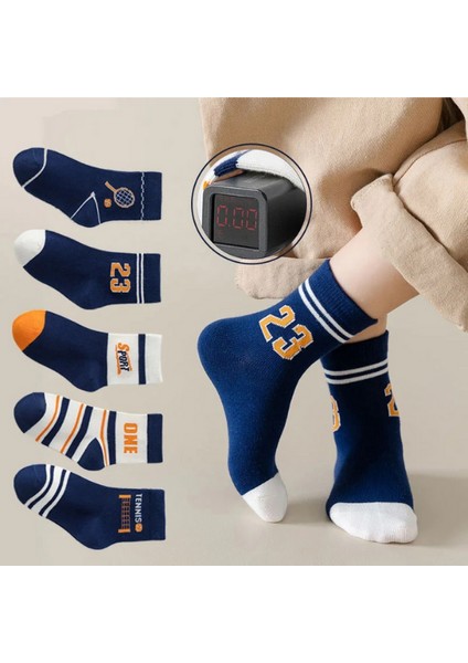 5 Çift Tenisci Desenli Bebek Çorap ve Çocuk Çorabı Özel Tenis'ci Serisi