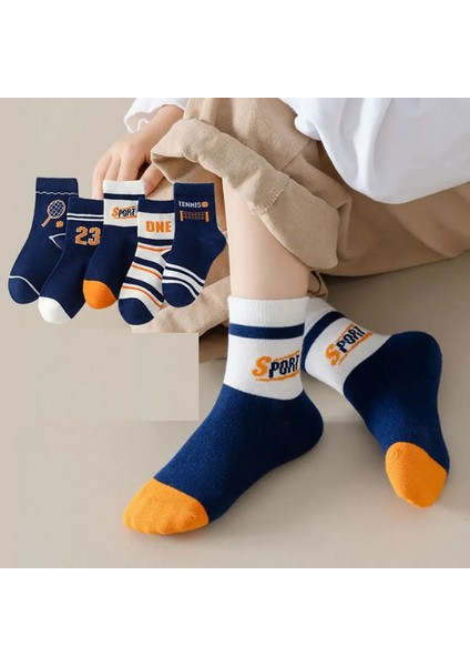 5 Çift Tenisci Desenli Bebek Çorap ve Çocuk Çorabı Özel Tenis'ci Serisi